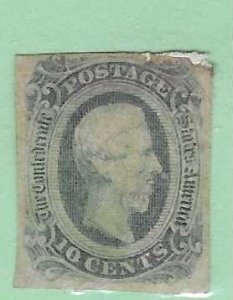 CSA #11c  $010  Jefferson Davis blue green (M) CV  $30.00