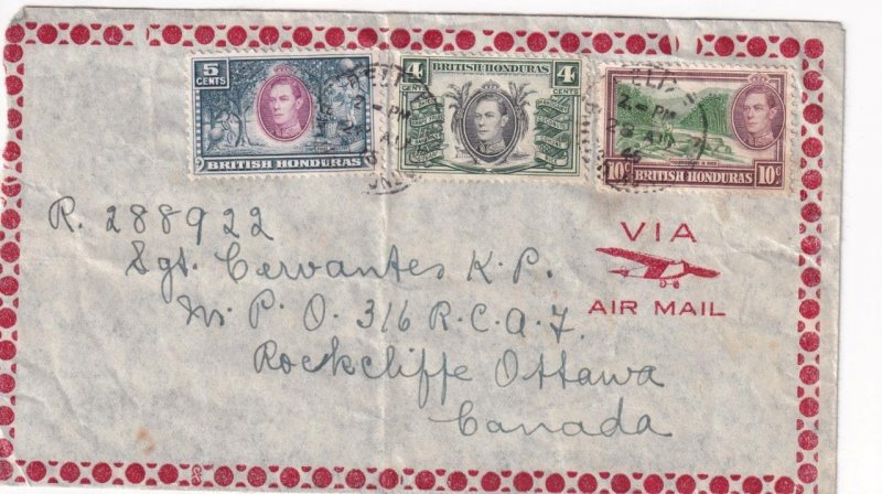 BRITISH HONDURAS KGV1 AIRMAIL COVER TO ROCKCLIFFE M.P.O 316 CANADA