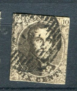 BELGIUM; 1850s classic Leopold Imperf issue used Shade of 10c. value