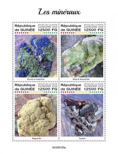 Guinea Minerals Stamps 2020 MNH Azurite Beryl Malachite Cuprite Magnesite 4v M/S