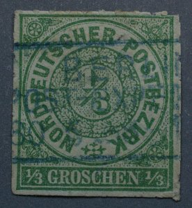 North German Confederation #2 Used VF Blue Green Cancel