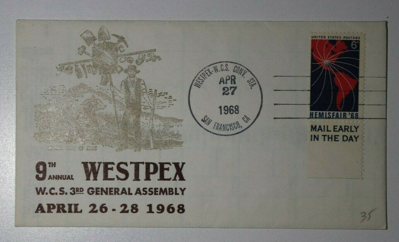 WESTPEX WCS General Assembly San Francisco CA 1968 Philatelic Expo Cachet Cover 