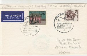 Germany 1965 Lufthansa Dusseldorf-Mailand Slogan Cancel Stamps Cover Ref 28702