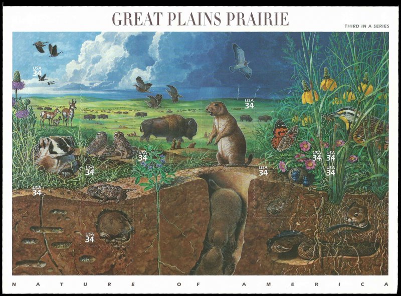 PCBstamps   US #3506 Sheet $3.40(10x34c)Great Plains Prairie, MNH, (3)