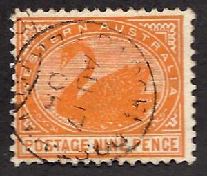 SG145 Used... Scott# 96... Western Australia 1906 Black Swan 9 pence