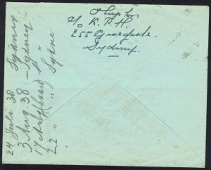 AUSTRALIA 1936 KANGAROO 9D & LYREBIRD 1/- ON AIRMAIL COVER TO HOLLAND