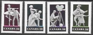 Canada #1252-55 Performing Arts. Music, Film, Theatre, Dance. Unused.