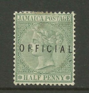 JAMAICA 1890 Sg O1, 1/2d Green Official overprinted with Type O1 M/Mint. {B9-60} 