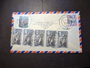 1954 British Ceylon Airmail Cover Colombo to Montreal Quebec Canada