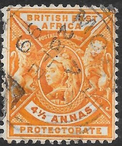 BRITISH EAST AFRICA SG71 1896 4½a ORANGE-YELLOW USED