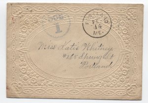 1870s Portland ME stampless valentine cover due 1 in circle [h.4562]