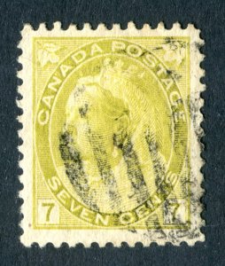 Canada 1898 QV. 7c greenish yellow. Used. SG160.