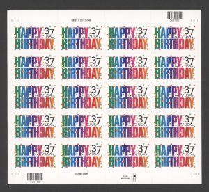 2002 US Scott #3695 37c Happy Birthday Sheet of 20 MNH