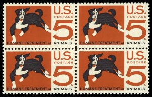 US Sc 1307 VF/MNH BLOCK - 1966 5¢ Dog -Humane Treatment Issue - P.O. Fresh