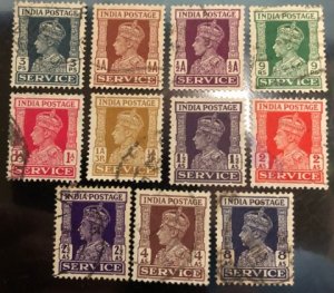 India Scott#O105-O112 F/VF Used Cat. $2.65