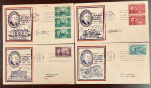 930-933 4 Poppenger cachets FDR FDCs set of M29 1945