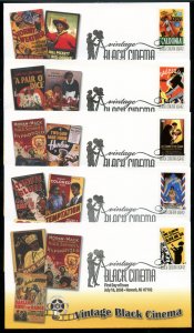 US 4336-4340 Vintage Black Cinema, UA set 5 DP Fleetwood cachet FDC