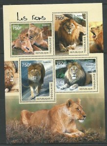 Togo   Lions    SS    Mint NH VF 2014  PD