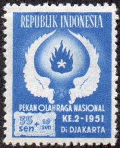 Indonesia B67 - Mint-NH - 35s + 10s Wings / Flame (1951) (cv $0.80)