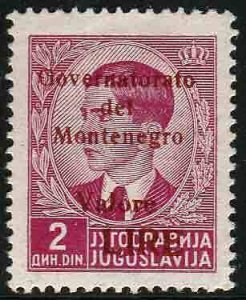 Montenegro - 2 Lire on 2 d. red overprint