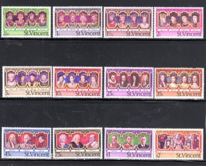 ST. VINCENT #483-494 1977 KINGS & QUEENS OF ENGLAND MINT VF NH O.G aa