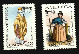 America UPAEP Gaucho traditional costume dress shawl poncho hat URUGUAY #1635/6 