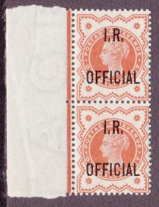 Great Britain # O11, Pair, Mint NH with slight stain on back