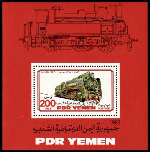 ✔️ YEMEN PDR 1983 - TRAINS LOCOMOTIVES RAILWAY - Sc. 306 S/S MNH ** [02Y6]