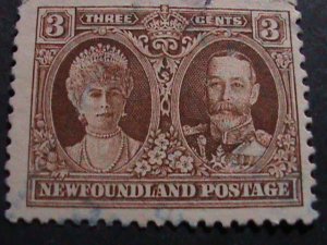 ​NEW FOUND LAND 1928-SC#147 94 YEARS OLD-KING GEORGE V & QUEEN MARY USED-STAMP