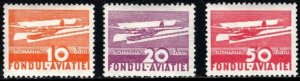 1936 Romania National Fund for Aviation Inscription Fondul Aviatiei Set/3