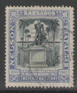 BARBADOS SG162 1907 2½d BLACK & BRIGHT BLUE FINE USED