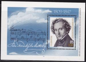 Germany DDR 2393 Felix Mendelssohn 1984 Souvenir Sheet Mint.