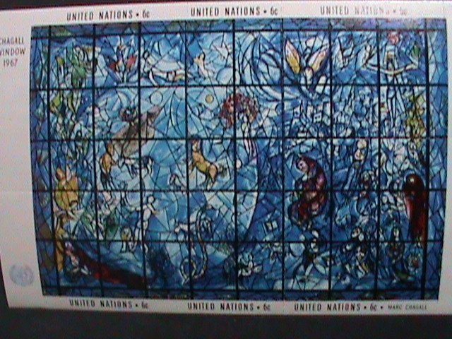 UNITED NATION-1967 FAMOUS GLASS WINDOW ARTS IN U.N. MNH  SHEET-VERY FINE