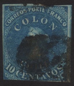 1854 Chile 10c, Used, Christopher Columbus, Sc 5