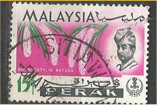 PERAK, 1965, used 15c, Orchid, Scott 144