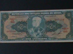 BRAZIL-1961-TESOURO NACIONAL-$2 CRUZEIRO-NEAR UNCIR-VF-HARD TO FIND-FIRST NOTE