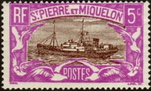 St Pierre and Miquelon 139 - Unused-NG - 5c Fishing Steamer (1932) (cv $0.80)