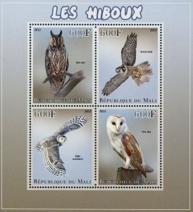 Owl Bird Asio Otus Tyto Alba  Sov. Sheet of 4 Stamps Mint NH