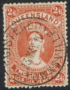 QUEENSLAND 1907 QV LARGE CHALON 2/6 WMK CROWN/A USED