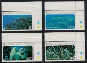 Turks and Caicos Island Corals 4v Corners 1975 MNH SG#442-445