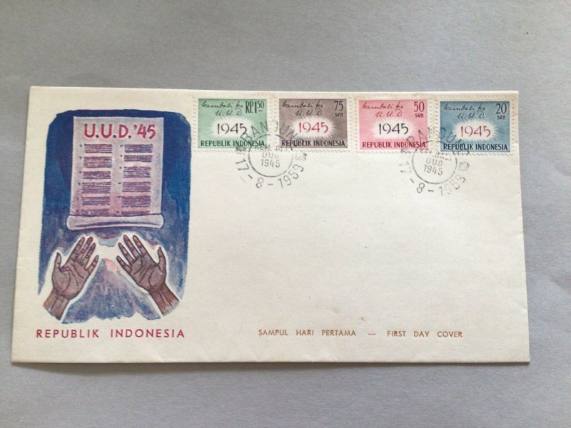 Republic Indonesia 1945 Constitution multi stamp postal cover 66229 