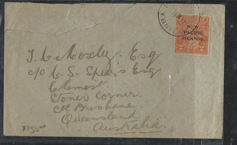 PAPUA COVER (P2312B) 1922 NWPI 2D KGV ON COVER FROM NEW BRITAIN TO AUSTRALIA