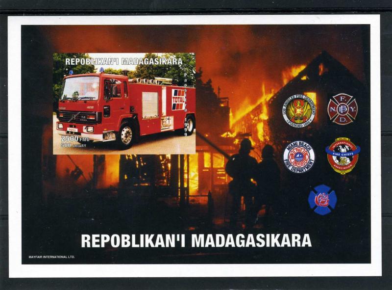 Madagascar 1999 FIRE BRIGADE U.S.A. s/s Imperforated Mint (NH)