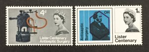 Great Britain 1965 #426-7, Anti Septic Surgery, MNH.