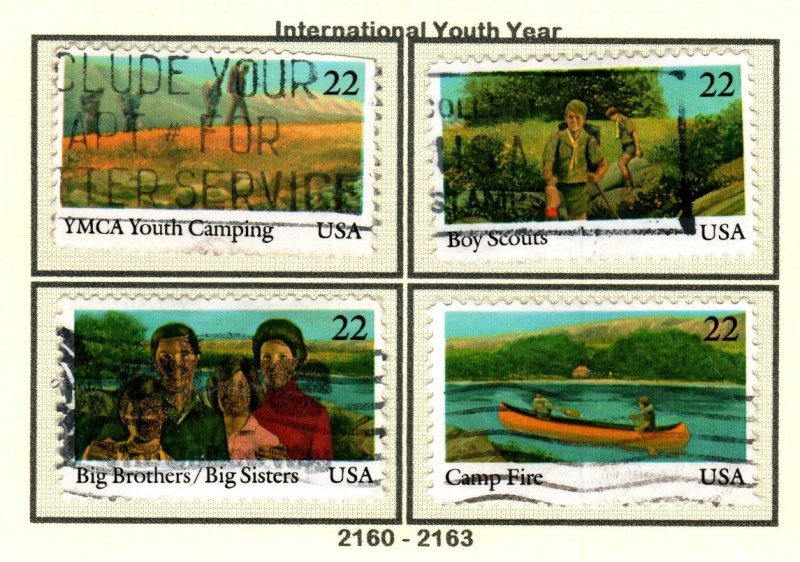 SC# 2160-63 - (22c) - Intl Youth Year - set of 4, USED singles