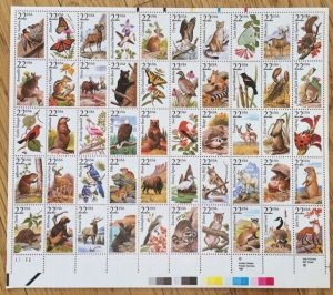 US: 1987 NORTH AMERICAN WILDLIFE; Sheet Sc 2286B-2335b; 22 Cents Values