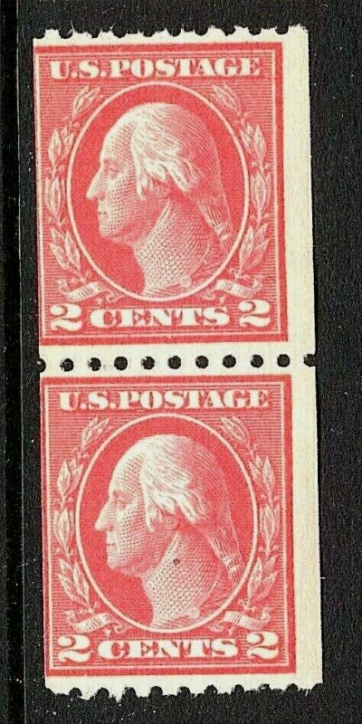 [ST]   Fresh 1914 US #442 Mint-NH ~ Vertical Coil Pair [Perf. 10] 