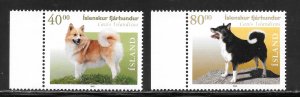 Iceland Scott 933-34 MNHOG- 2001 Dogs Set - SCV $4.00