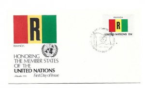 United Nations #339 15c Flag Series 1980, Rwanda, Artmaster FDC