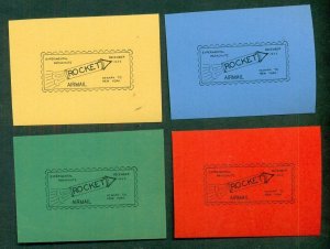 1935 ROCKET MAIL STAMPS - NEWARK TO NEW YORK, 4 different colors, og, NH, VF